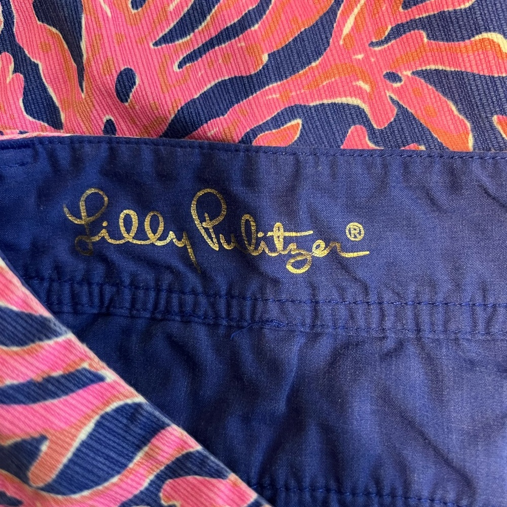 Lilly Pulitzer Callahan Shorts Pink Blue Coral Print Cotton Preppy Coastal - Picture 4 of 9